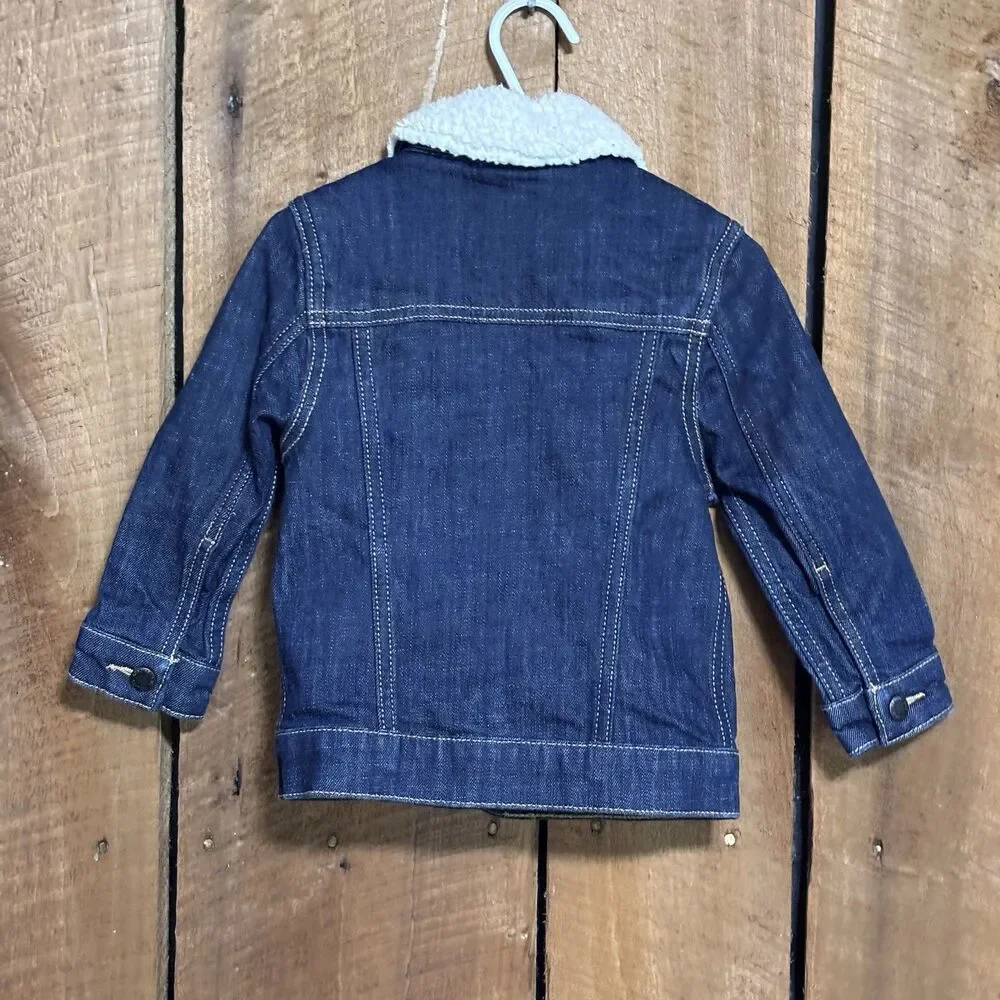 Genuine Kids OshKosh 2T Denim Sherpa Lined Trucker Jacket Blue Toddler Unisex